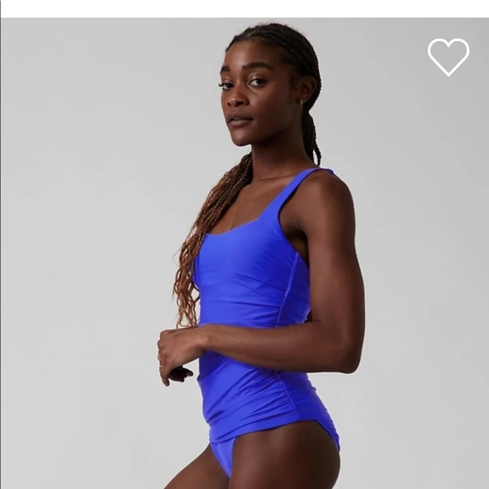 💙 Athleta Square Neck Bra Cup Tankini Top // Cerulean